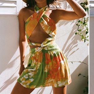 Amina Halter Dress - Floral Sunset sabo skirt
